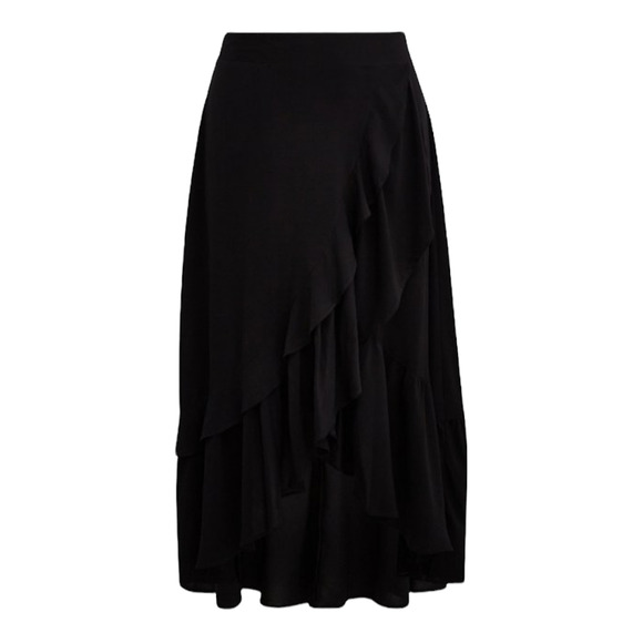 Torrid NWT Black Challis Ruffle Hem Hi-Lo Maxi Skirt Size 4X Zip Back Closure - Picture 4 of 9